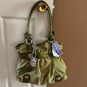 Kathy Van Zeeland Metallic Olive Shoulder Bag
